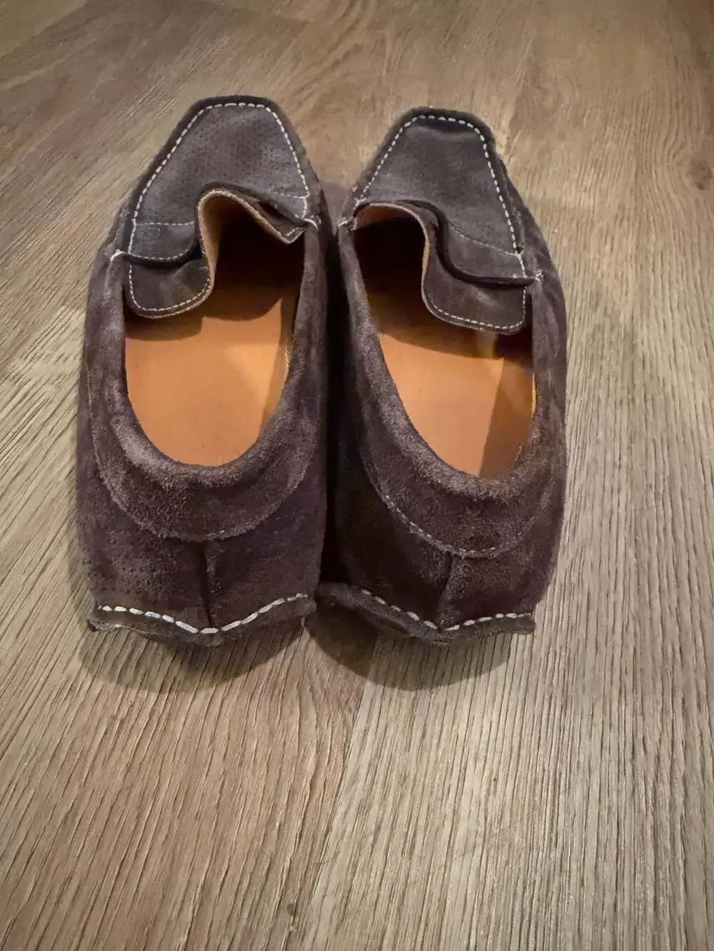 Prada Men's Brown Suede Perforated Penny Loafers Size 45